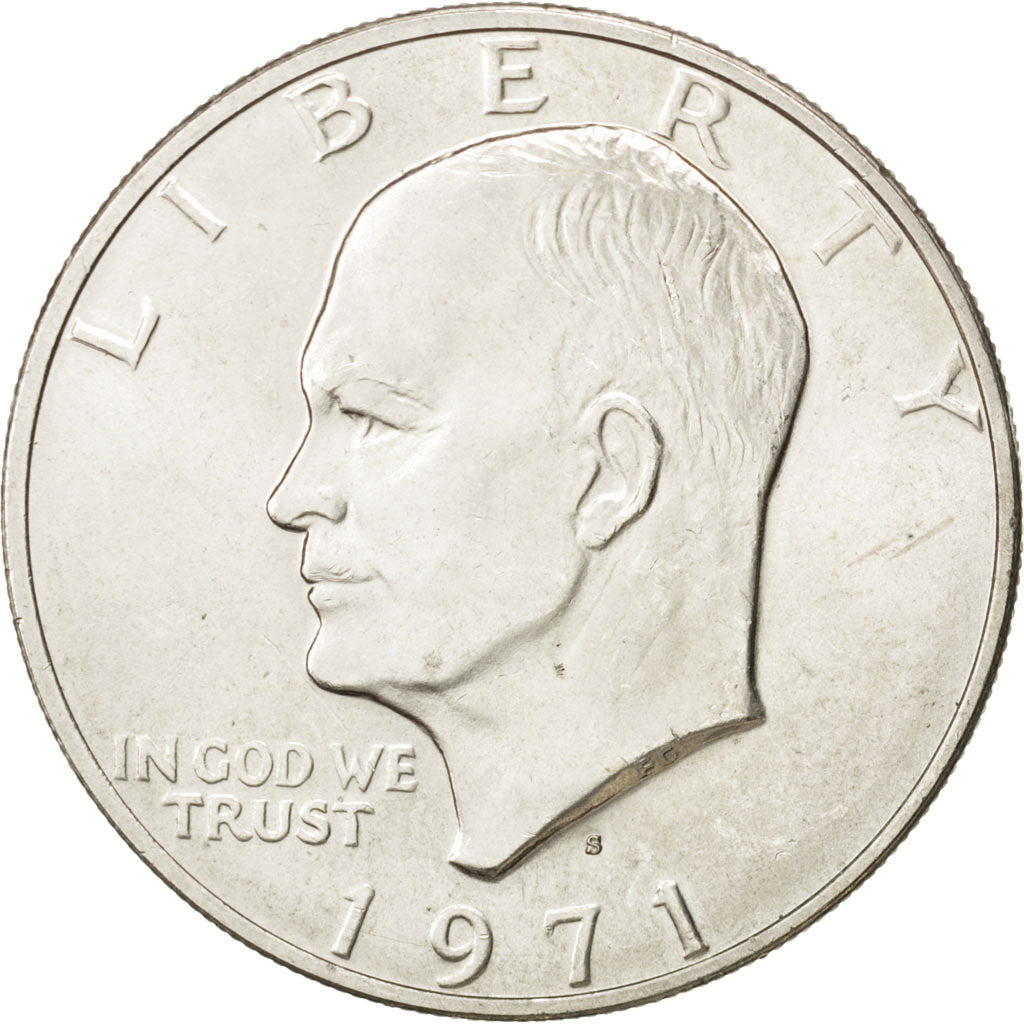 UNITED STATES, Eisenhower Dollar, Dollar, 1971, U.S. Mint, KM #203a, AU(55-58),.