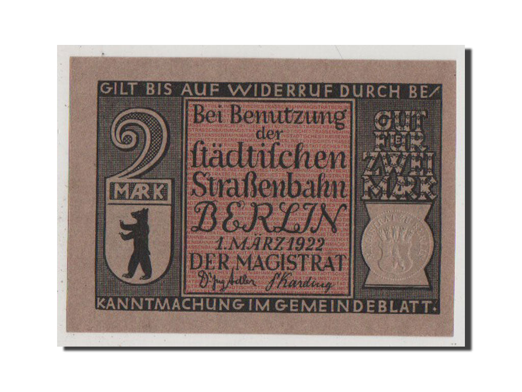 Banconote, Germania, Berlin Stadt, 2 Mark, 1922, SPL-, Mehl:92.3