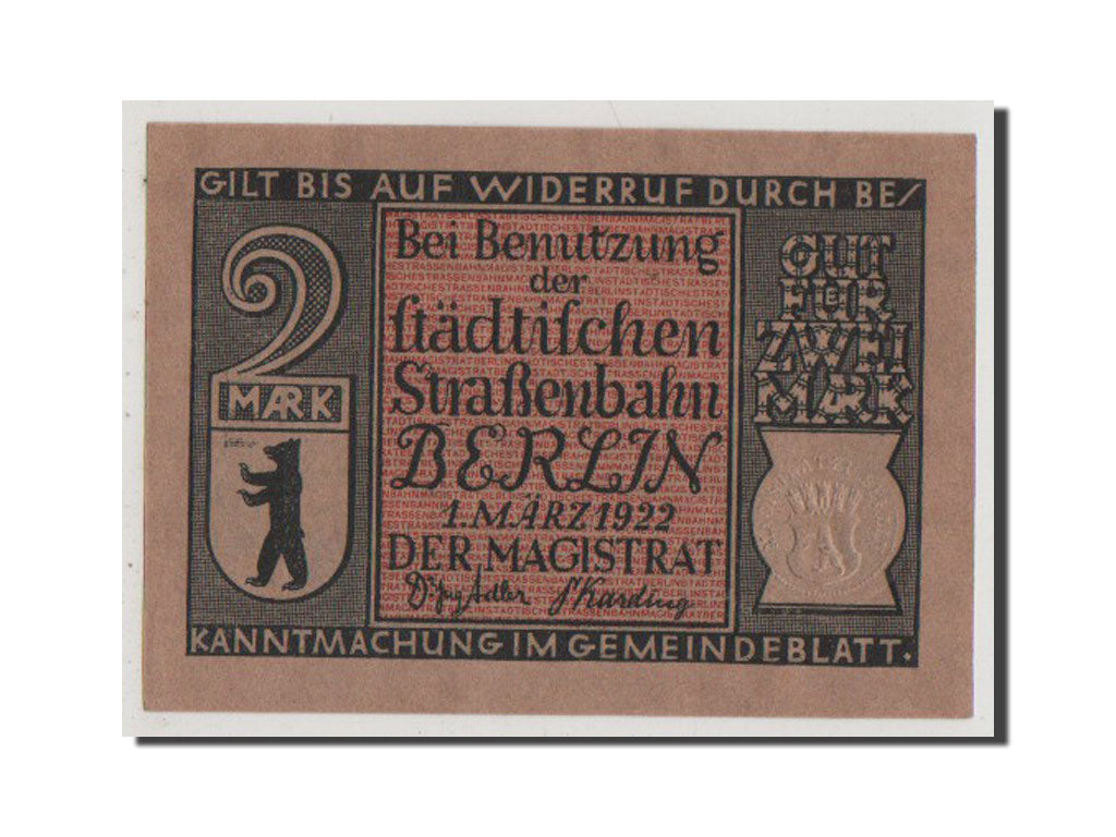 Banconote, Germania, Berlin Stadt, 2 Mark, 1922, SPL-, Mehl:92.3