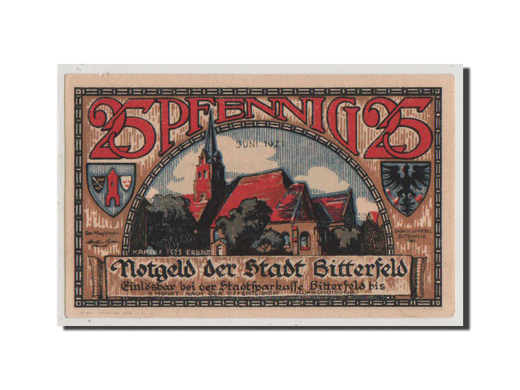 Billete, Alemania, Bitterfeld Stadt, 25 Pfennig, 1921, 1921-06-01, EBC