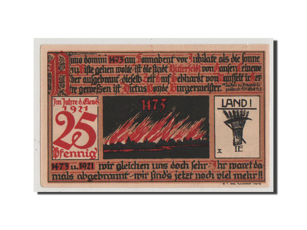 Billete, Alemania, Bitterfeld Stadt, 25 Pfennig, 1921, 1921-06-01, EBC