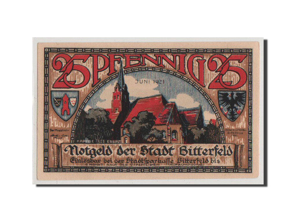Billete, Alemania, Bitterfeld Stadt, 25 Pfennig, 1921, 1921-06-01, EBC