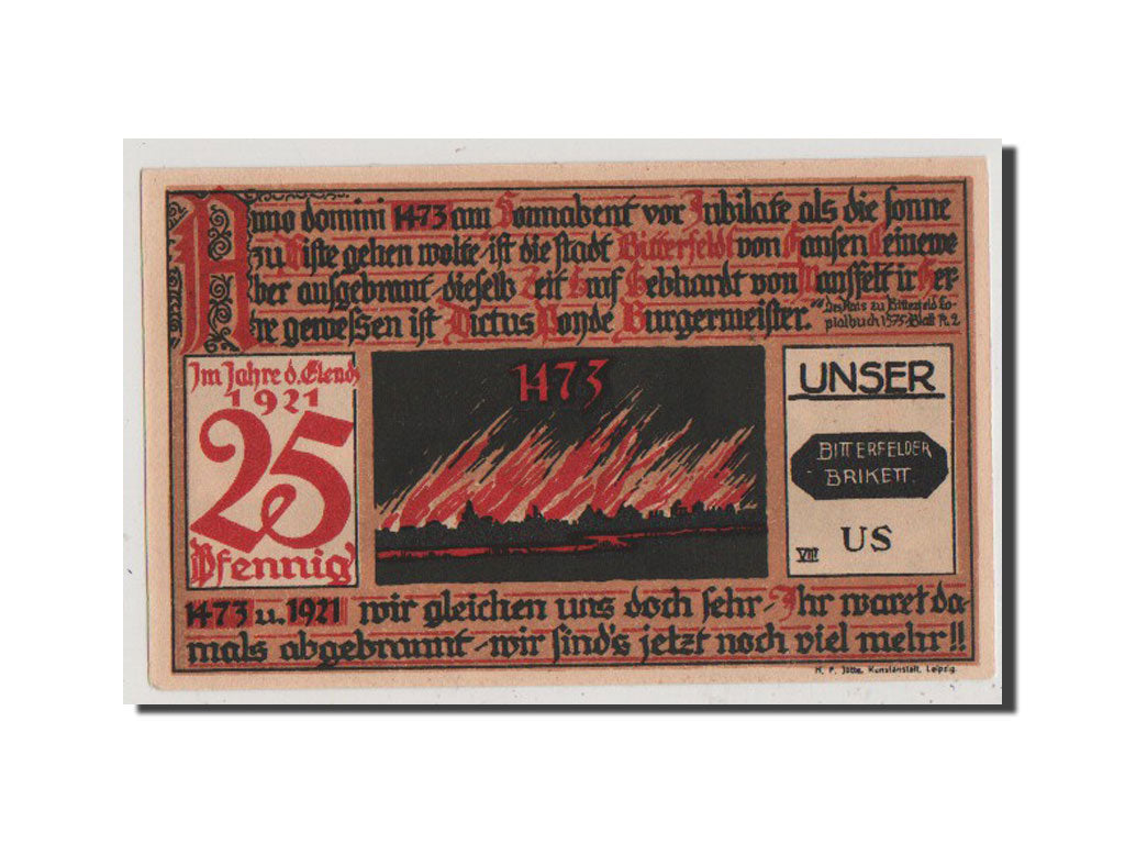 Billet, Allemagne, Bitterfeld Stadt, 25 Pfennig, 1921, 1921-06-01, SUP