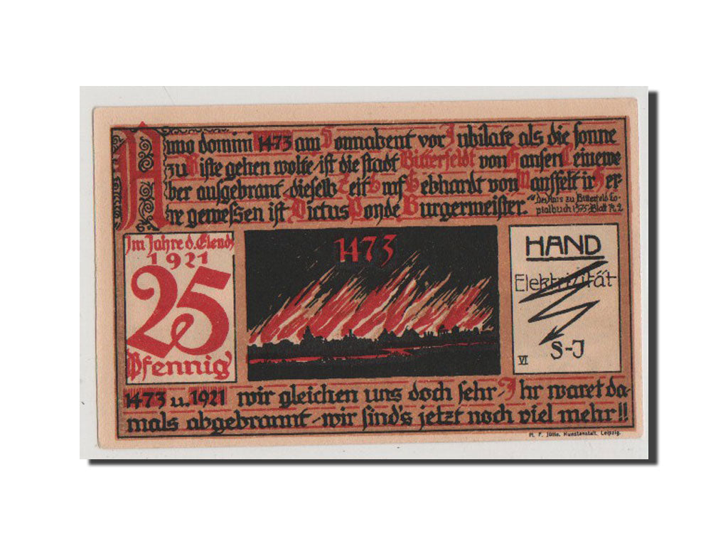 Geldschein, Deutschland, Bitterfeld Stadt, 25 Pfennig, 1921, 1921-06-01, VZ
