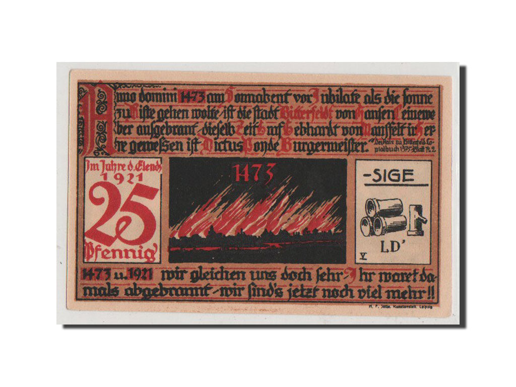 Billet, Allemagne, Bitterfeld Stadt, 25 Pfennig, 1921, 1921-06-01, SUP