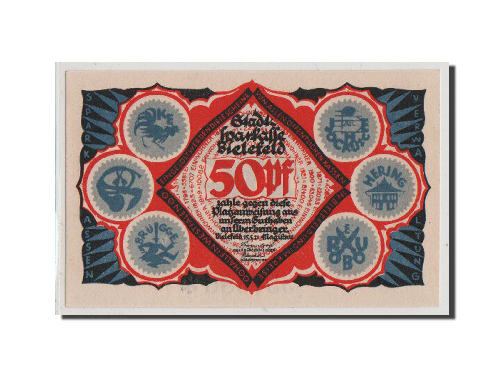 Banconote, Germania, Bielefeld, 50 Pfennig, 1921, SPL-, Mehl:103.5a