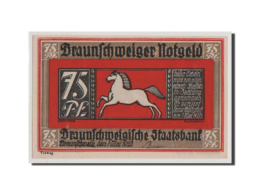 Banconote, Germania, Braunschweig, 75 Pfennig, 1921, SPL-, Mehl:155.1i