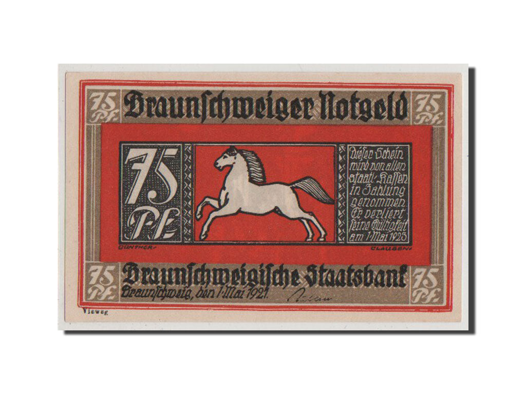 Banconote, Germania, Braunschweig, 75 Pfennig, 1921, SPL-, Mehl:155.1i