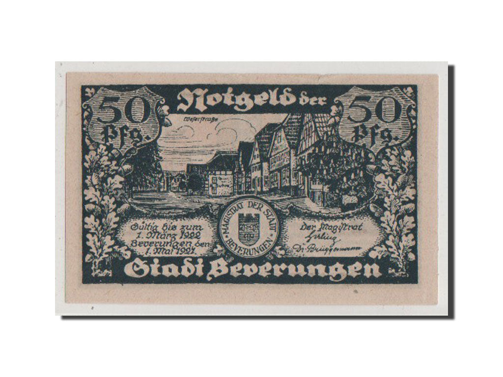 Germany, Beverungen Stadt, 50 Pfennig, 1921, AU(55-58), Mehl #99.1