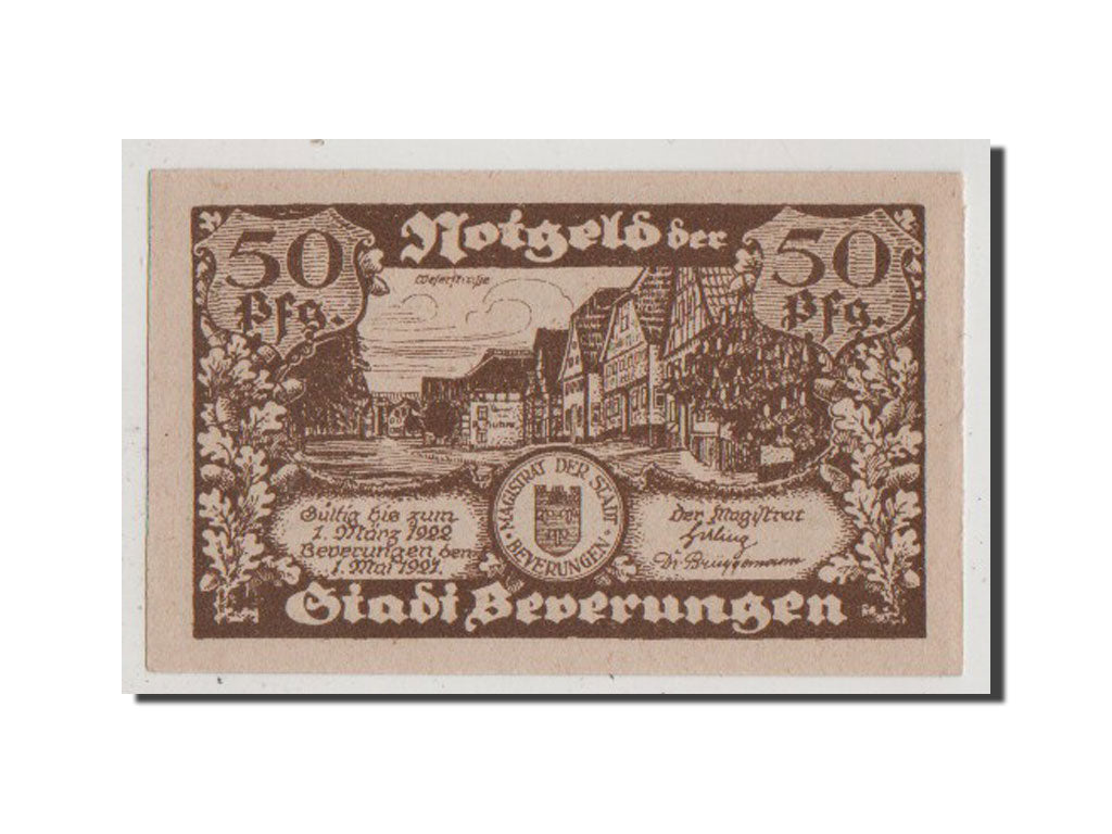 Germany, Beverungen Stadt, 50 Pfennig, 1921, UNC(64), Mehl #99.2