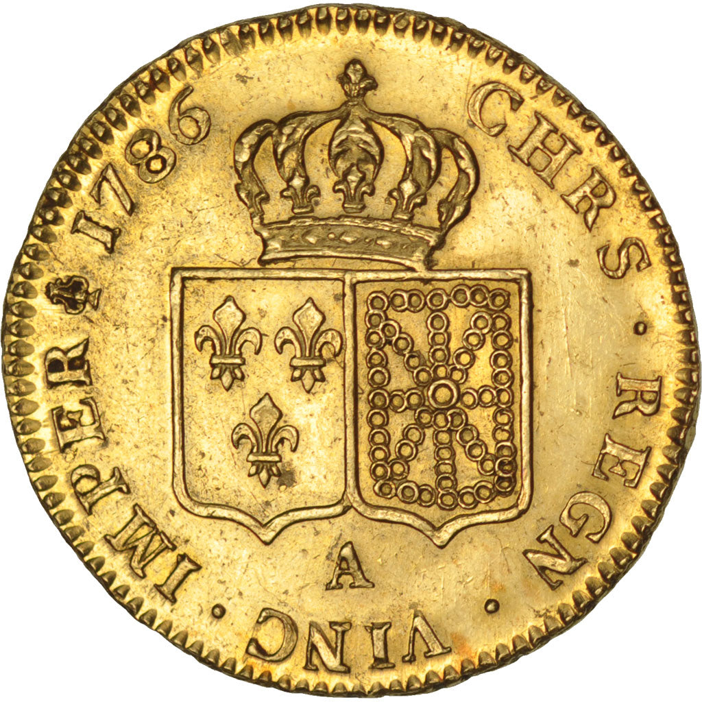 FRANCE, Double louis d'or à la tête nue, 2 Louis D'or, 1786, Paris, KM #592.1, A