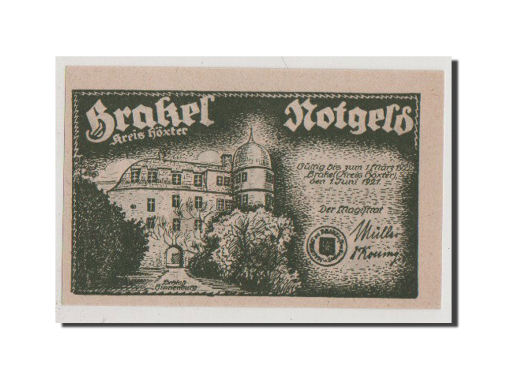 Germany, Brakel Stadt, 50 Pfennig, 1921, UNC(64), Mehl #150.2