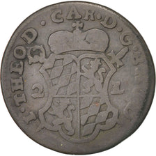 LIEGE, John Theodore, 2 Liards, 1751, Liege, MB+, Rame, KM:158