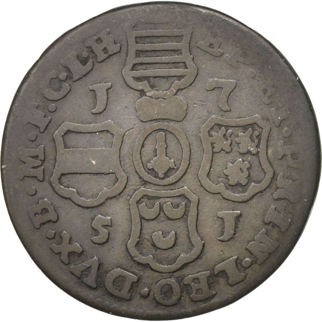 LIEGE, John Theodore, 2 Liards, 1751, Liege, MB+, Rame, KM:158