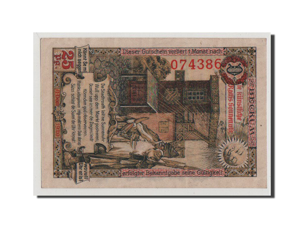 Germany, Beckum Stadt, 25 Pfennig, 1920, UNC(64), 074386, Mehl #68.1