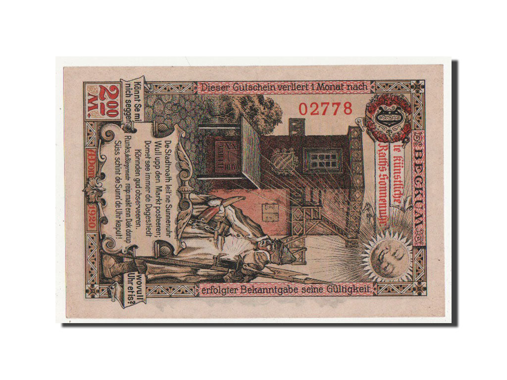 Banknote, Germany, Beckum Stadt, 2 Mark, 1920, UNC(64), Mehl:68.2