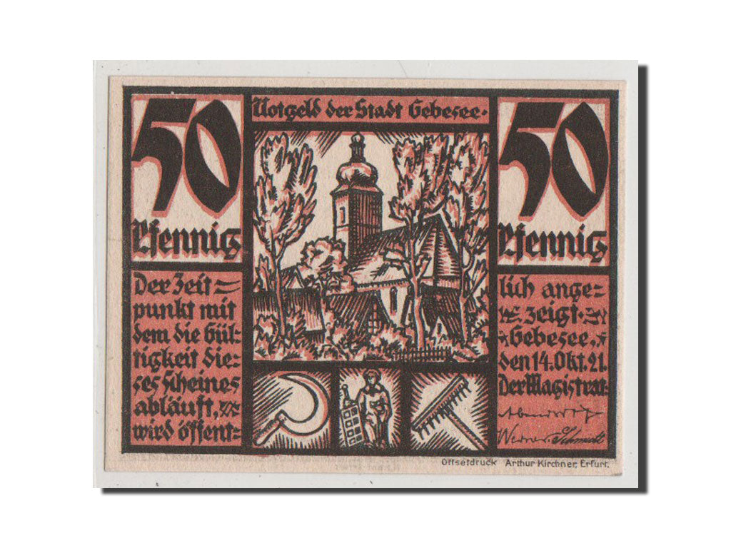Billet, Allemagne, Provinz Sachsen, Thüringischer Teil, 50 Pfennig, 1921, SPL+