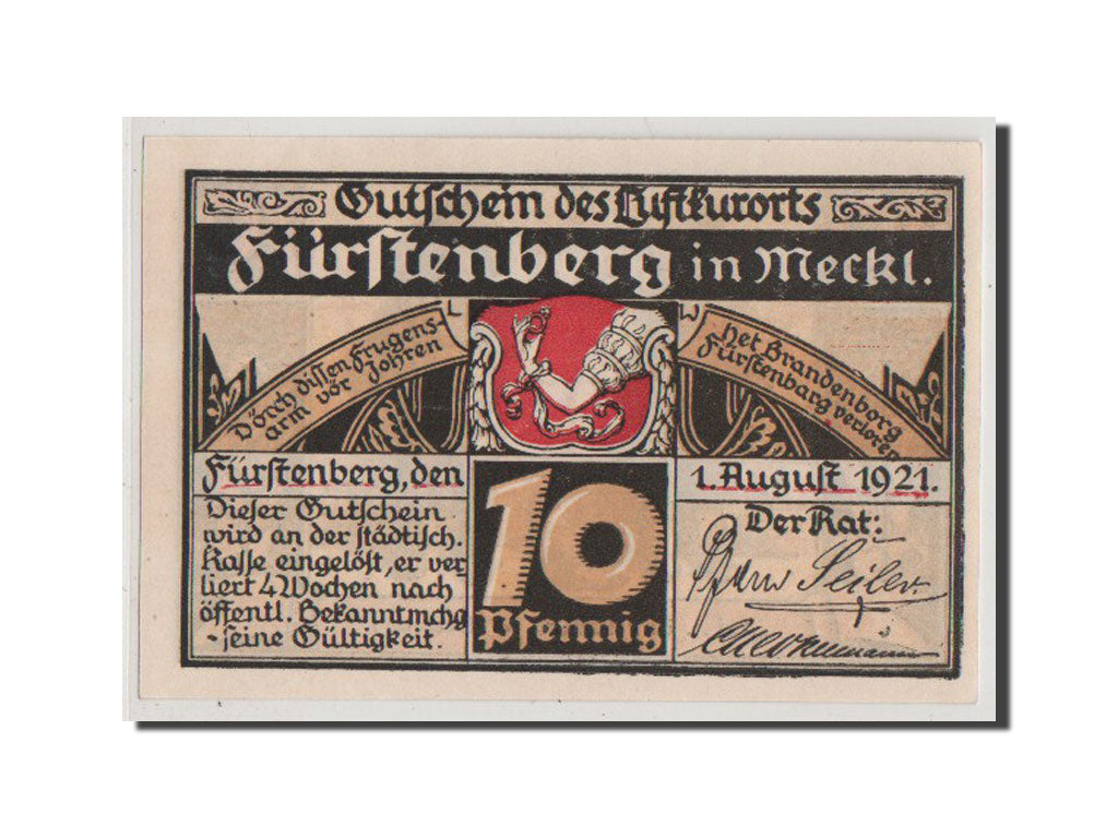 Banknote, Germany, Furstenberg in Meckl, 10 Pfennig, 1921, UNC(64), Mehl:402.2