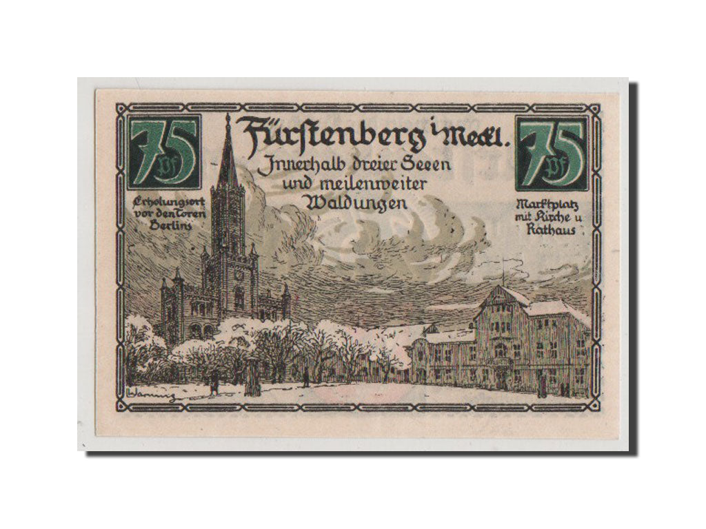 Germany, Furstenberg in Meckl, 75 Pfennig, 1921, UNC(64), Mehl #402.9