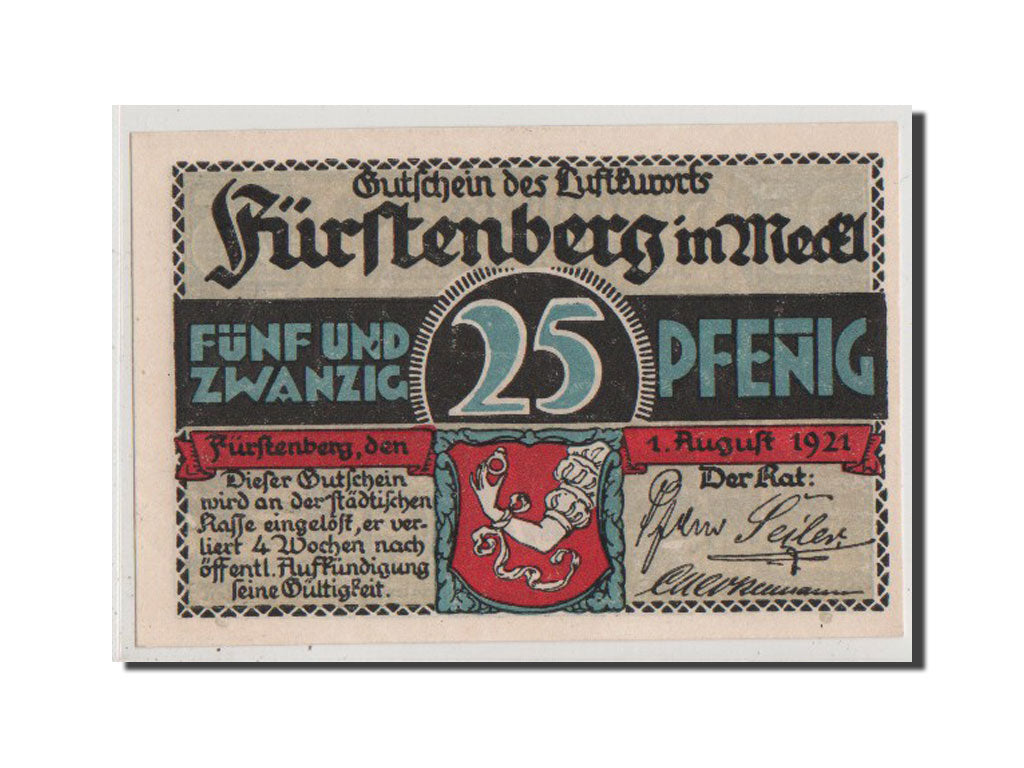 Germany, Furstenberg in Meckl, 25 Pfennig, 1921, UNC(64), Mehl #402.9