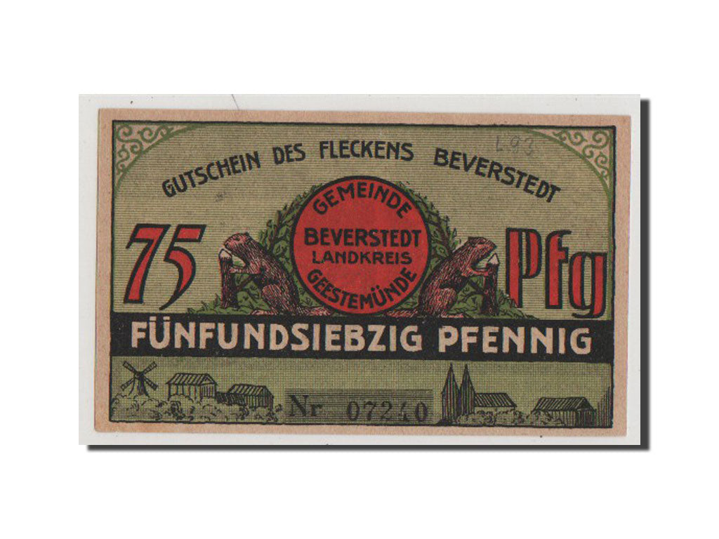 Germany, Beverstedt Gemeinde, 75 Pfennig, 1922, UNC(64), 07240, Mehl #98.1