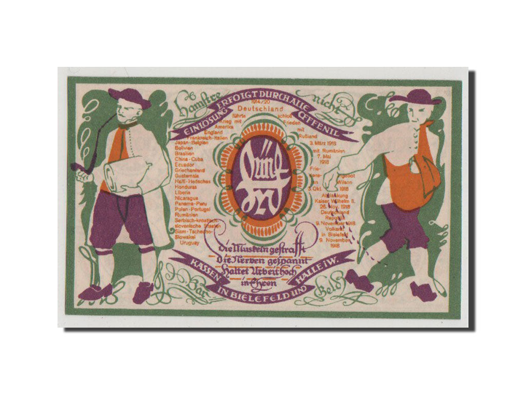 Billete, Alemania, Bielefeld, 5 Mark, 1920, SC+, Mehl:103.4a