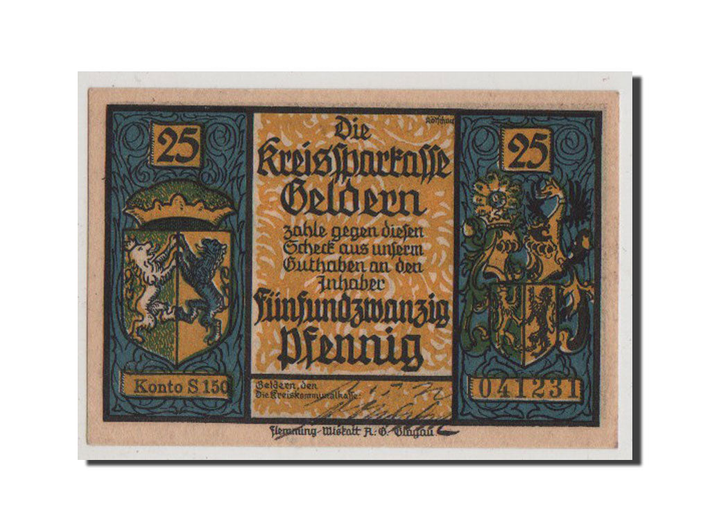 Germany, Geldern Stadt, 25 Pfennig, UNC(63), 041231, Mehl #414.1a