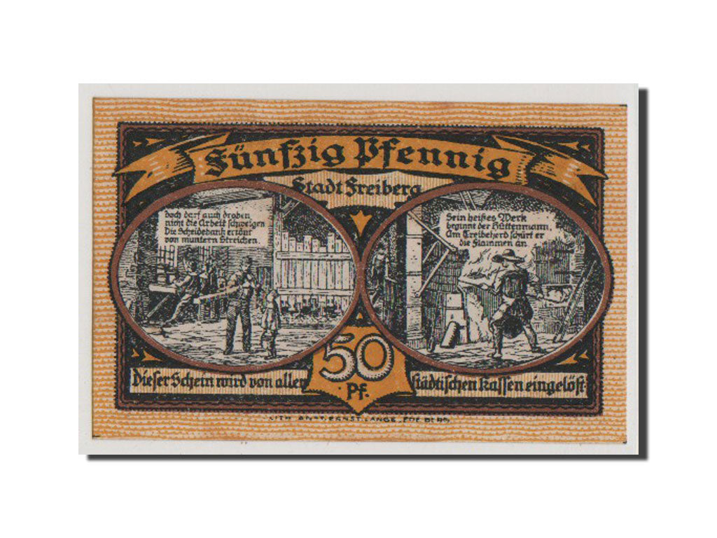 Banconote, Germania, Freiberg Stadt, 50 Pfennig, 1921, FDS, Mehl:379.2