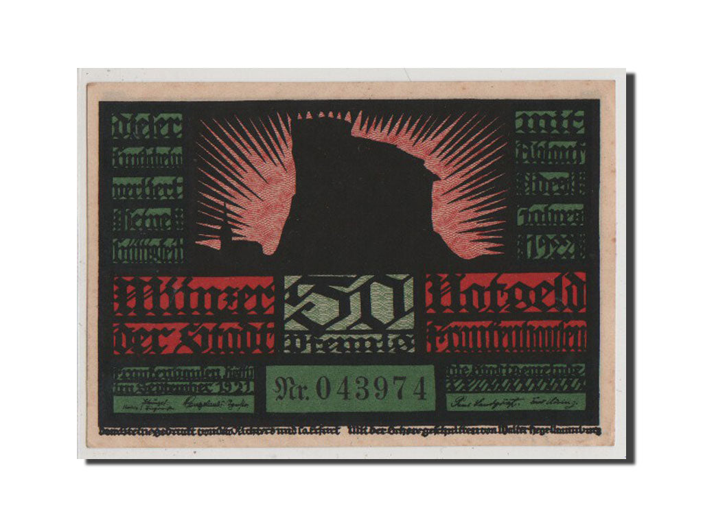 Geldschein, Deutschland, Frankenhausen am Kyffhauser Stadtische, 50 Pfennig