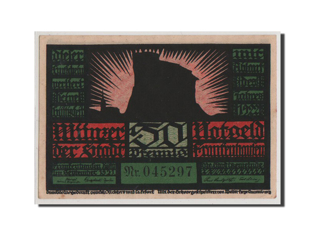 Billet, Allemagne, Frankenhausen am Kyffhauser Stadtische, 50 Pfennig, 1921
