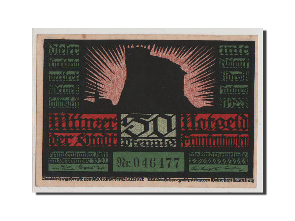 Banconote, Germania, Frankenhausen am Kyffhauser Stadtische, 50 Pfennig, 1921