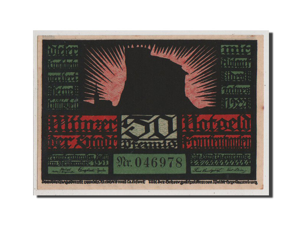 Banconote, Germania, Frankenhausen am Kyffhauser Stadtische, 50 Pfennig, 1921
