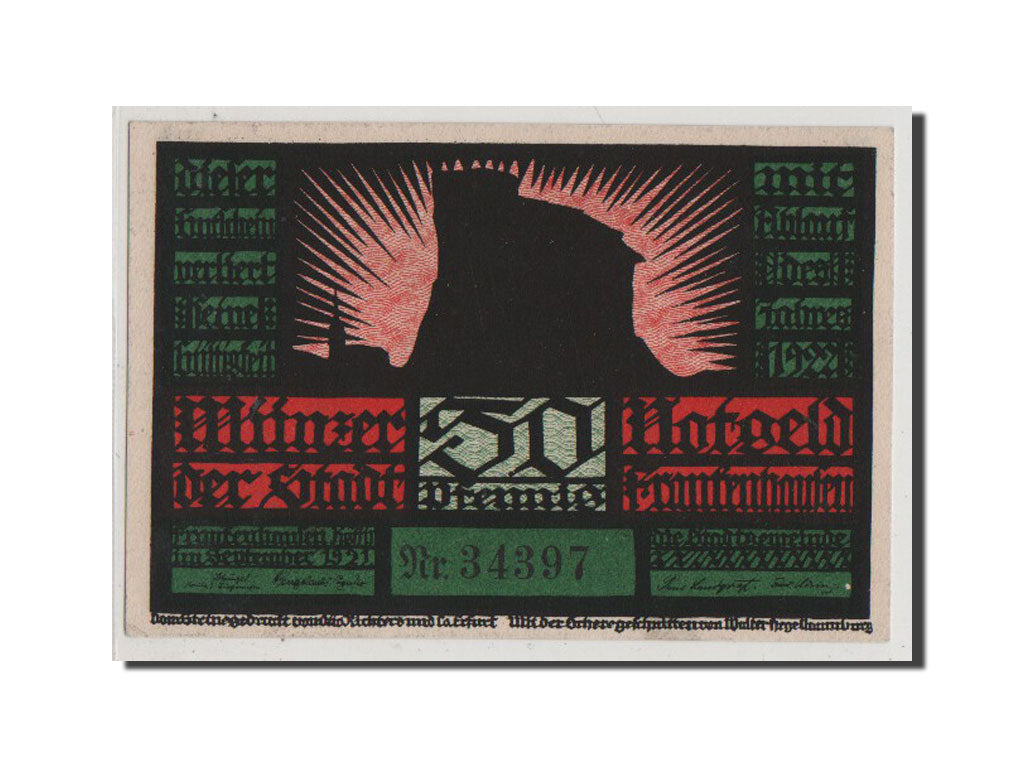 Billet, Allemagne, Frankenhausen am Kyffhauser Stadtische, 50 Pfennig, 1921