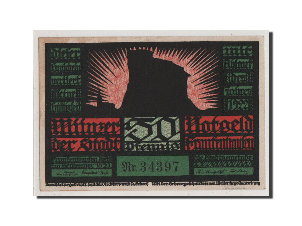 Banknot, Niemcy, Frankenhausen am Kyffhauser Stadtische, 50 Pfennig, 1921