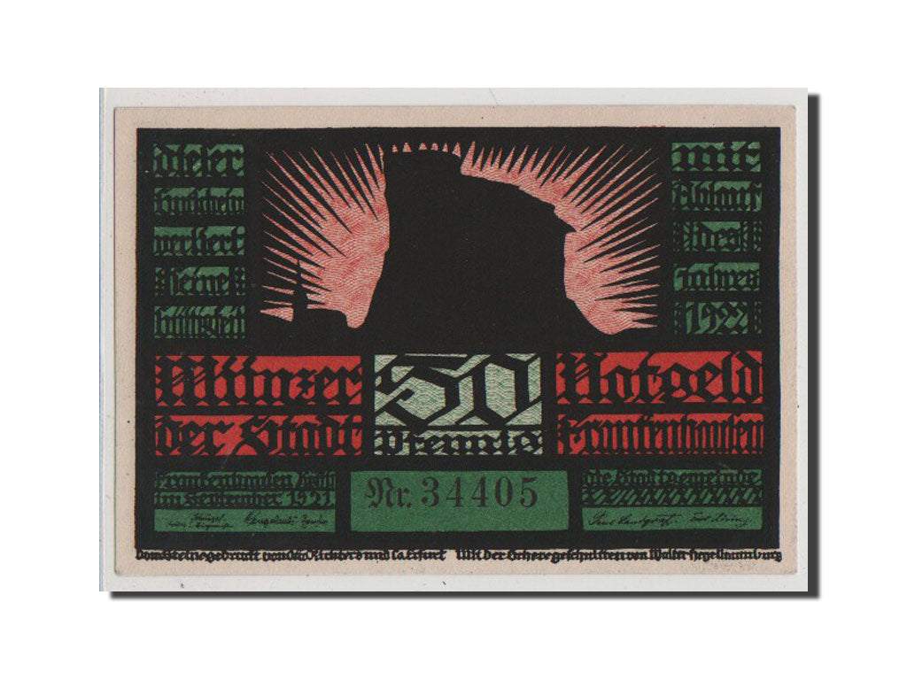 Billet, Allemagne, Frankenhausen am Kyffhauser Stadtische, 50 Pfennig, 1921