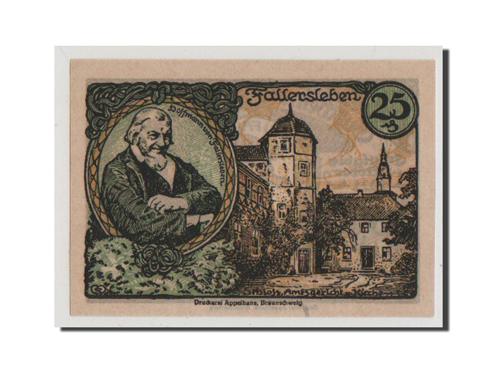 Geldschein, Deutschland, Fallersleben, 25 Pfennig, 1921, UNZ, Mehl:360.1