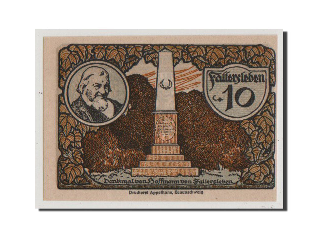 Banconote, Germania, Fallersleben, 10 Pfennig, 1920, FDS, Mehl:360.1