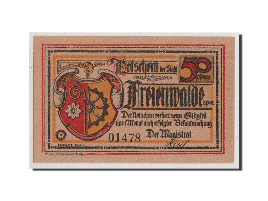 Banconote, Germania, Freienwalde Stadt, 50 Pfennig, FDS, Mehl:385.12b