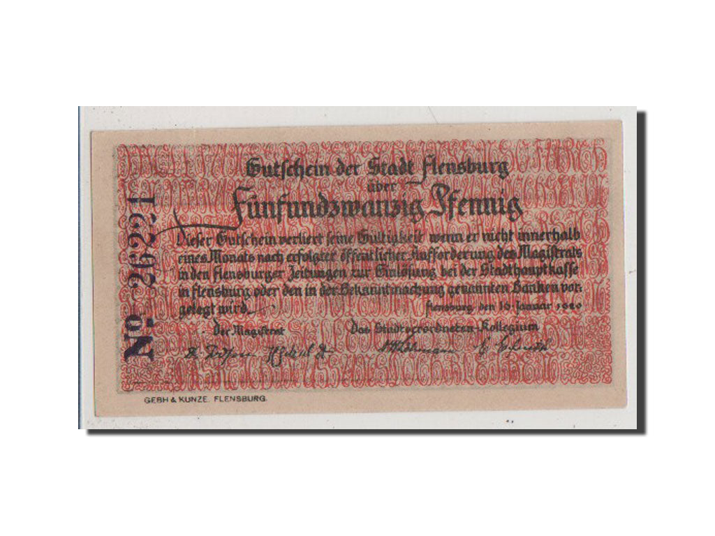 Banconote, Germania, Flensburg, 25 Pfennig, 1920, SPL+, Mehl:369.3-5