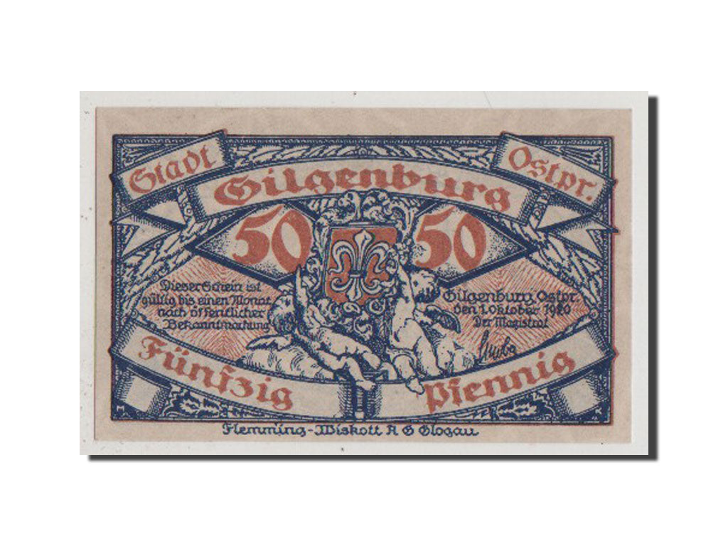 Germany, Gilgenburg Stadt, 50 Pfennig, 1920, UNC(65-70), 019832, Mehl #429.1a