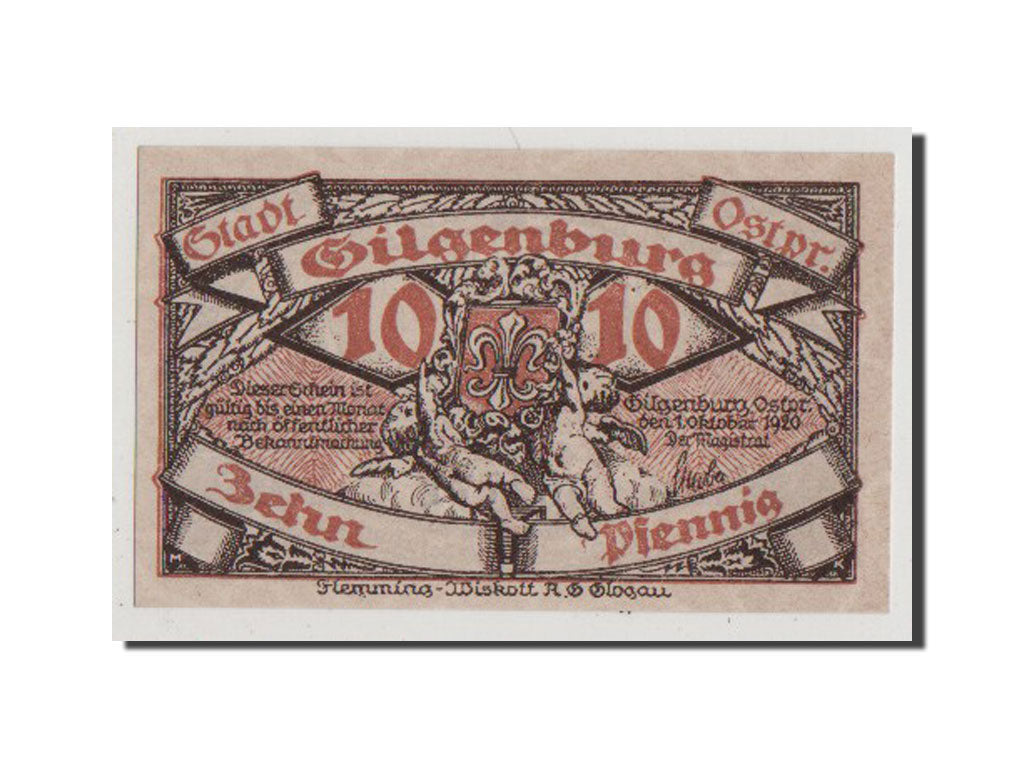 Germany, Gilgenburg Stadt, 10 Pfennig, 1920, UNC(65-70), 002771, Mehl #429.1a