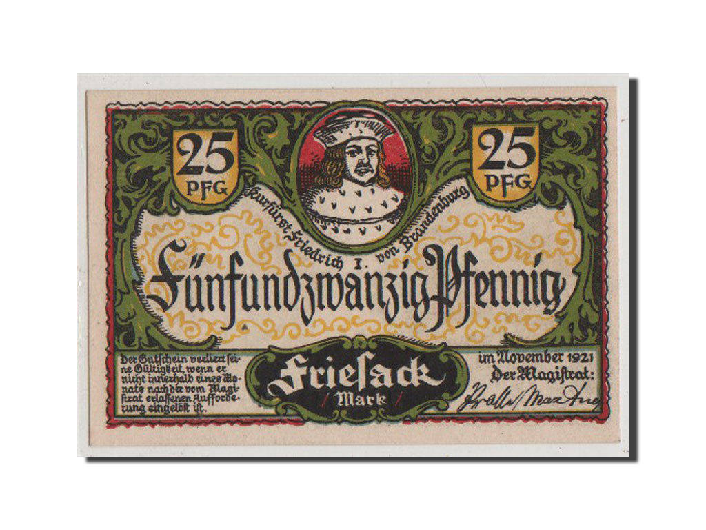 Billet, Allemagne, Friesack Stadt, 25 Pfennig, 1921, 1921-11-01, NEUF