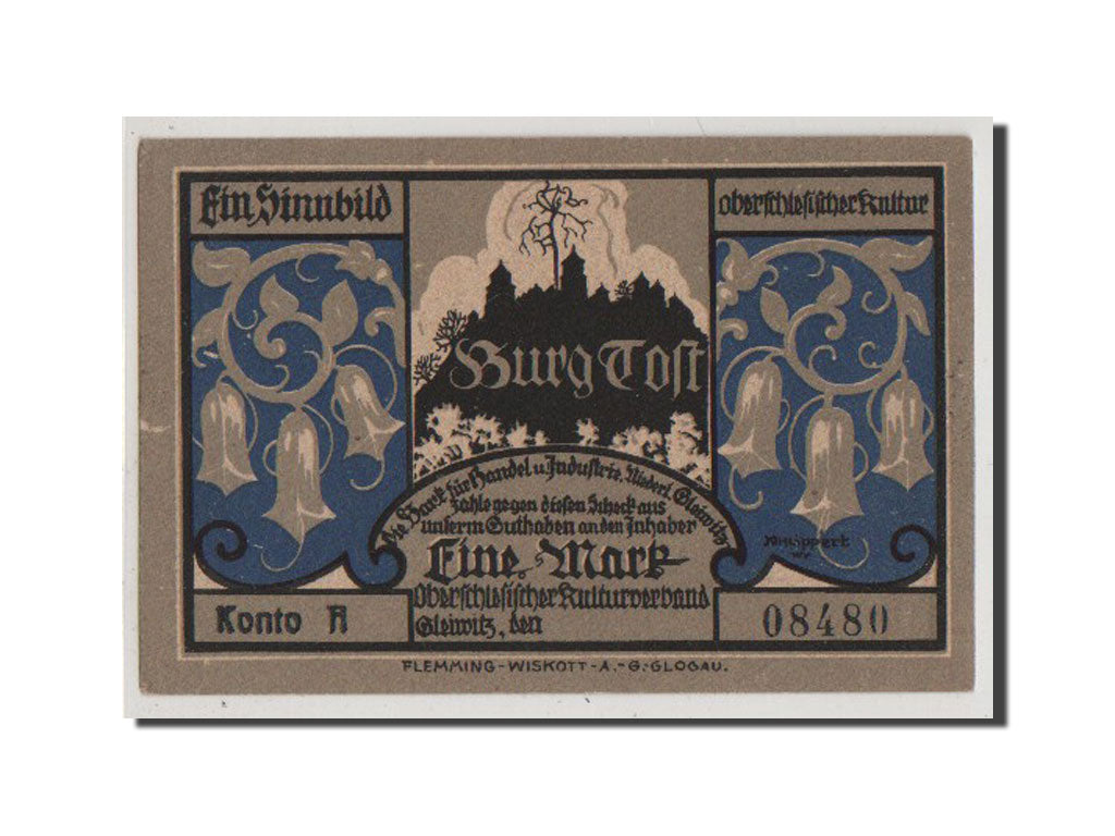Germany, Oberschlesien, 1 Mark, UNC(64), Kono A 08480, Mehl #437.1a