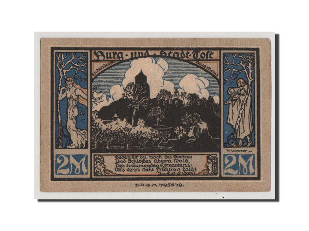 Biljet, Duitsland, Oberschlesien, 2 Mark, SPL+, Mehl:437.1a