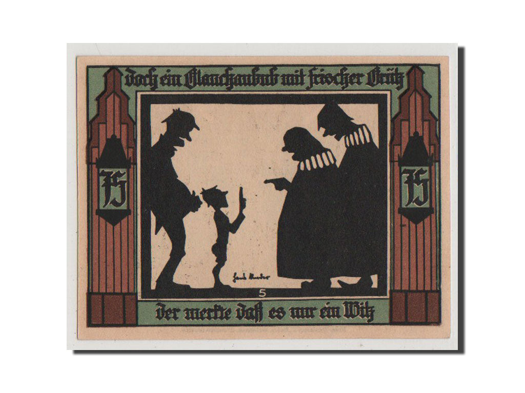Banconote, Germania, Glauchau Stadt, 75 Pfennig, 1921, FDS, Mehl:436.2