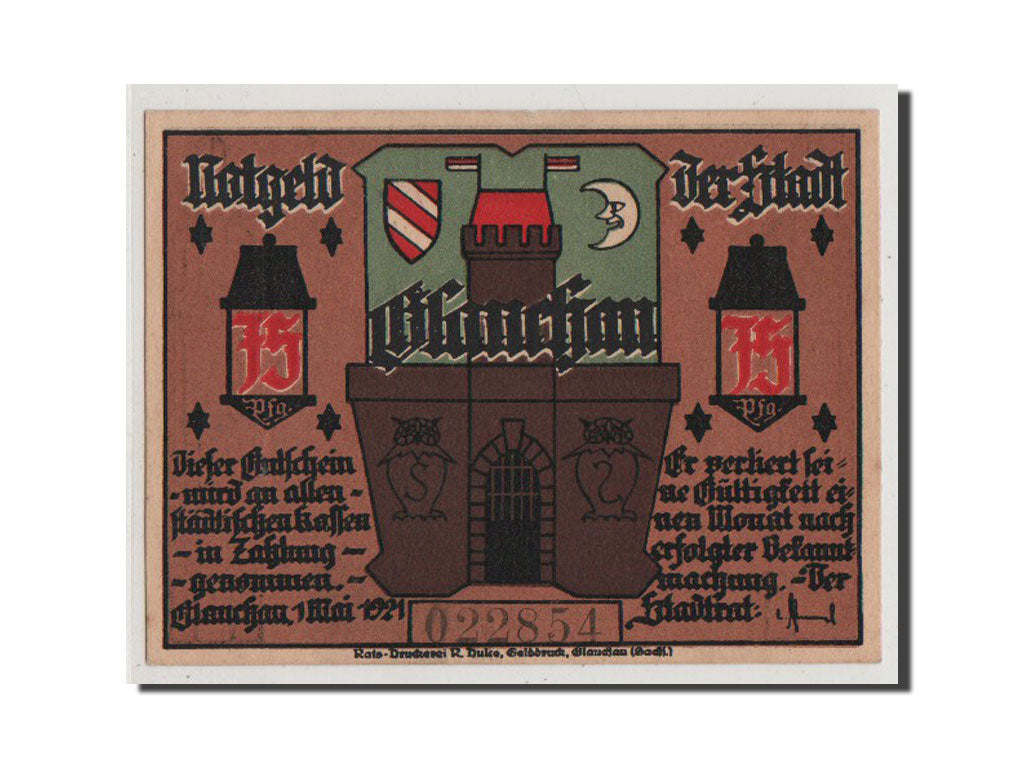 Banknot, Niemcy, Glauchau Stadt, 75 Pfennig, 1921, UNC(65-70), Mehl:436.2