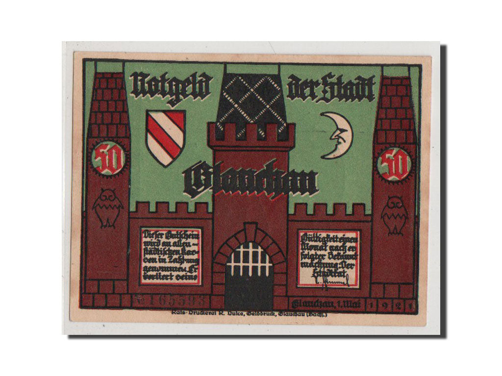 Banknote, Germany, Glauchau Stadt, 50 Pfennig, 1921, UNC(65-70), Mehl:436.1a