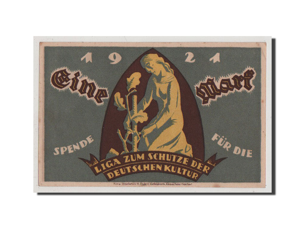 Banconote, Germania, Glauchau Stadt, 1 Mark, 1921, SPL+, Mehl:435.1