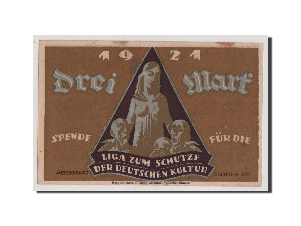 Germany, Glauchau Stadt, 3 Mark, 1921, UNC(63), 023590, Mehl #435.1