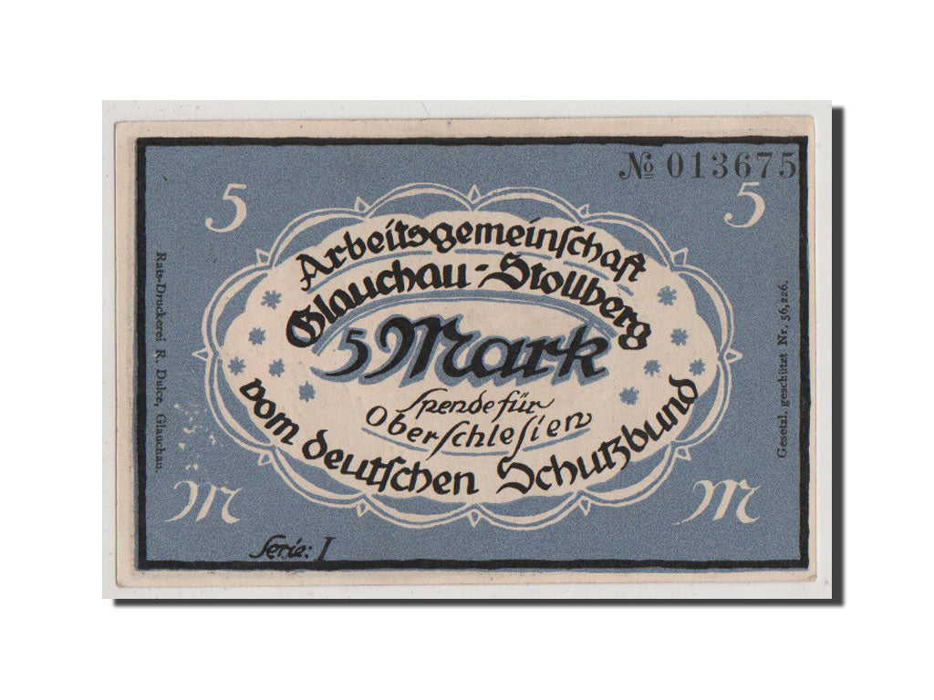 Germany, Glauchau Stadt, 5 Mark, UNC(65-70), 013675, Mehl #433.1